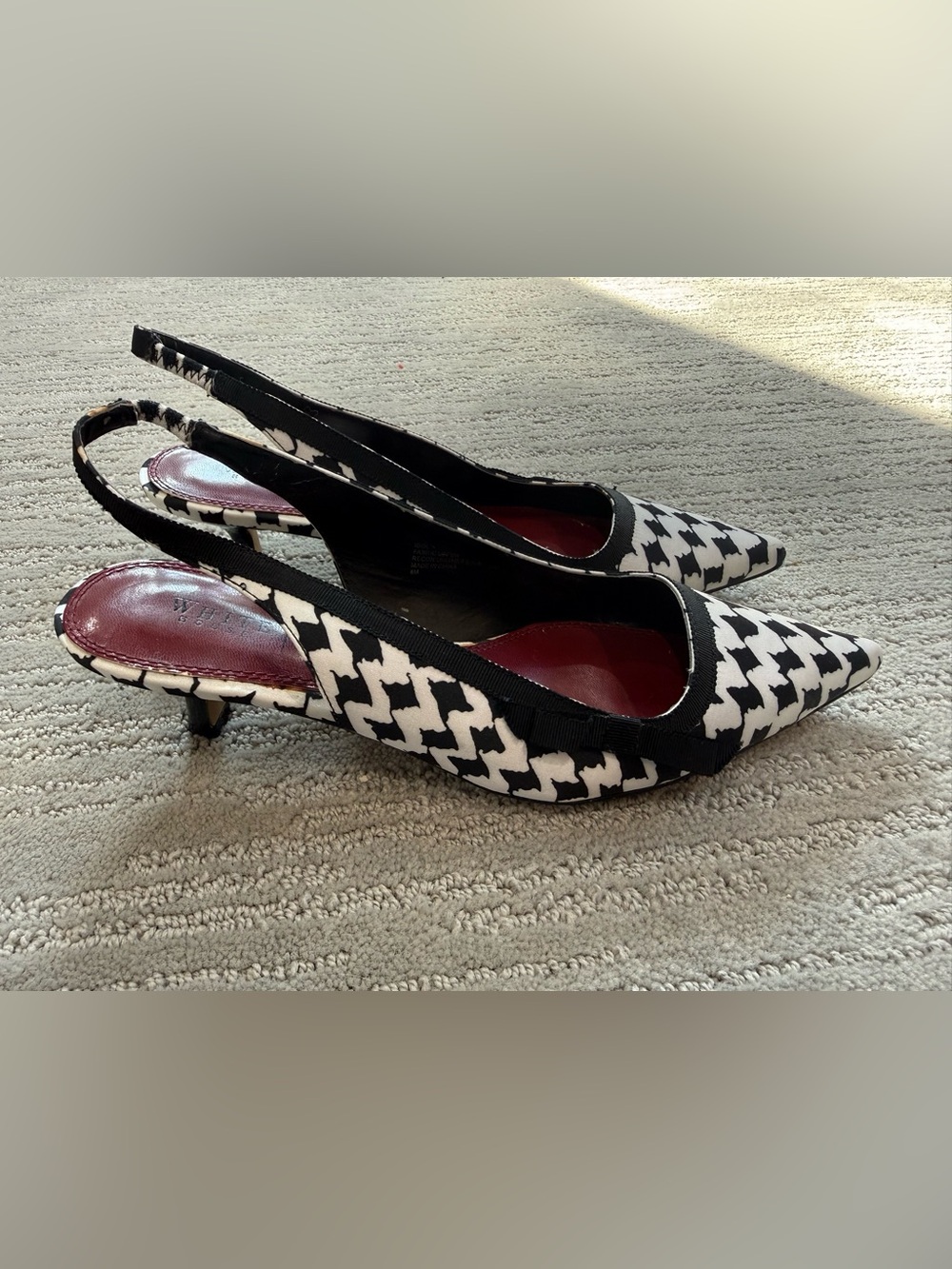 White House Black Market Houndstooth Slingback Kitten Heels Size 8M